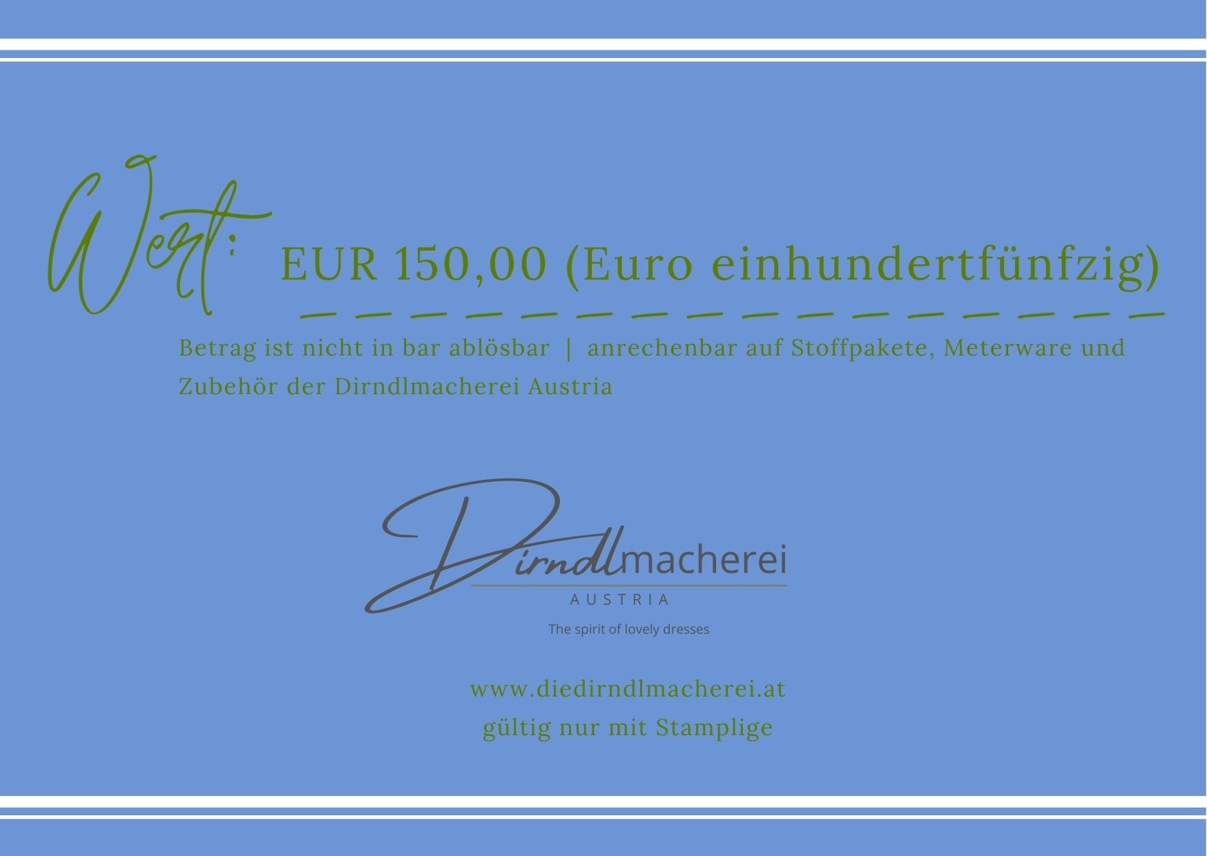 Geschenkgutschein Dirndlmacherei Austria - Dirndlstoffpaket