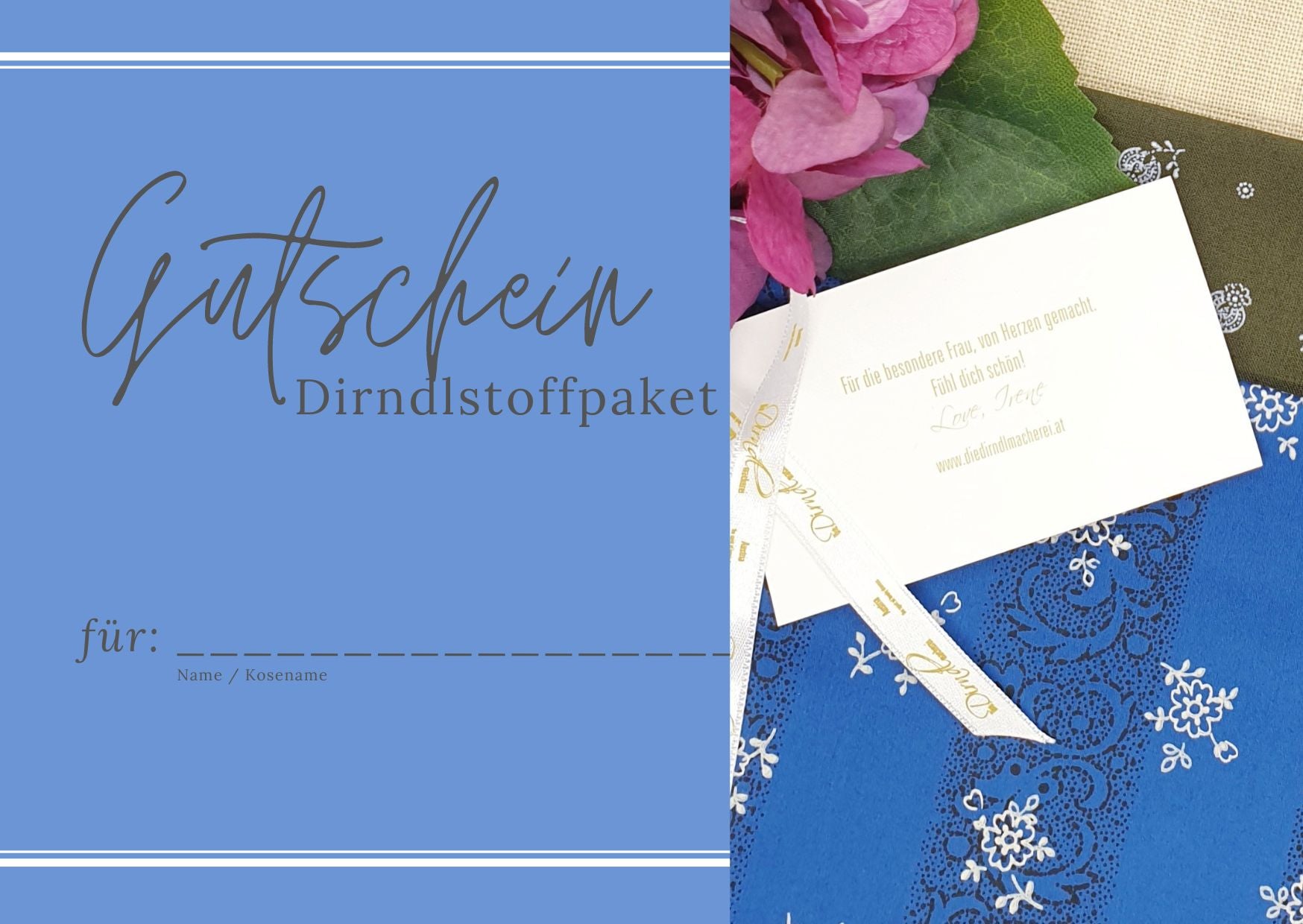 Geschenkgutschein Dirndlmacherei Austria - Dirndlstoffpaket