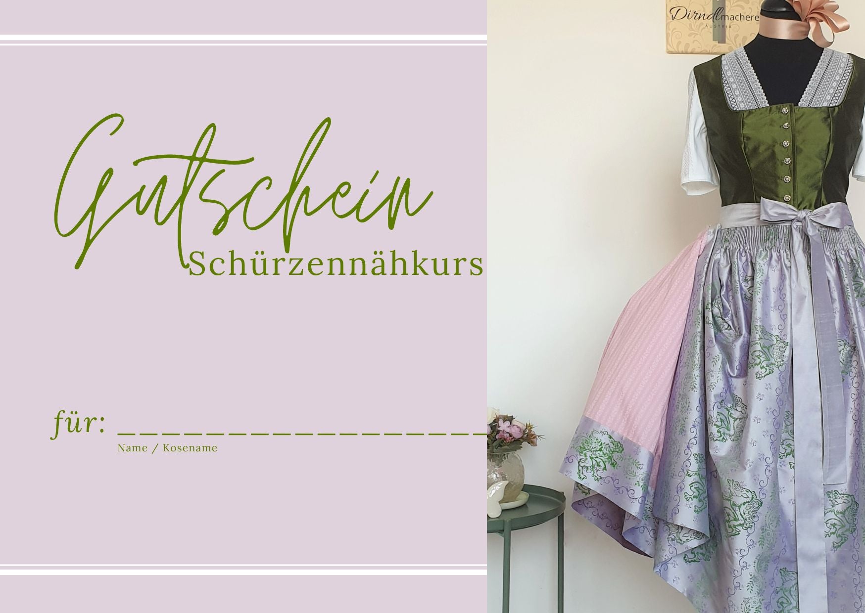 Geschenkgutschein Dirndlmacherei Austria - Schürzennähkurs