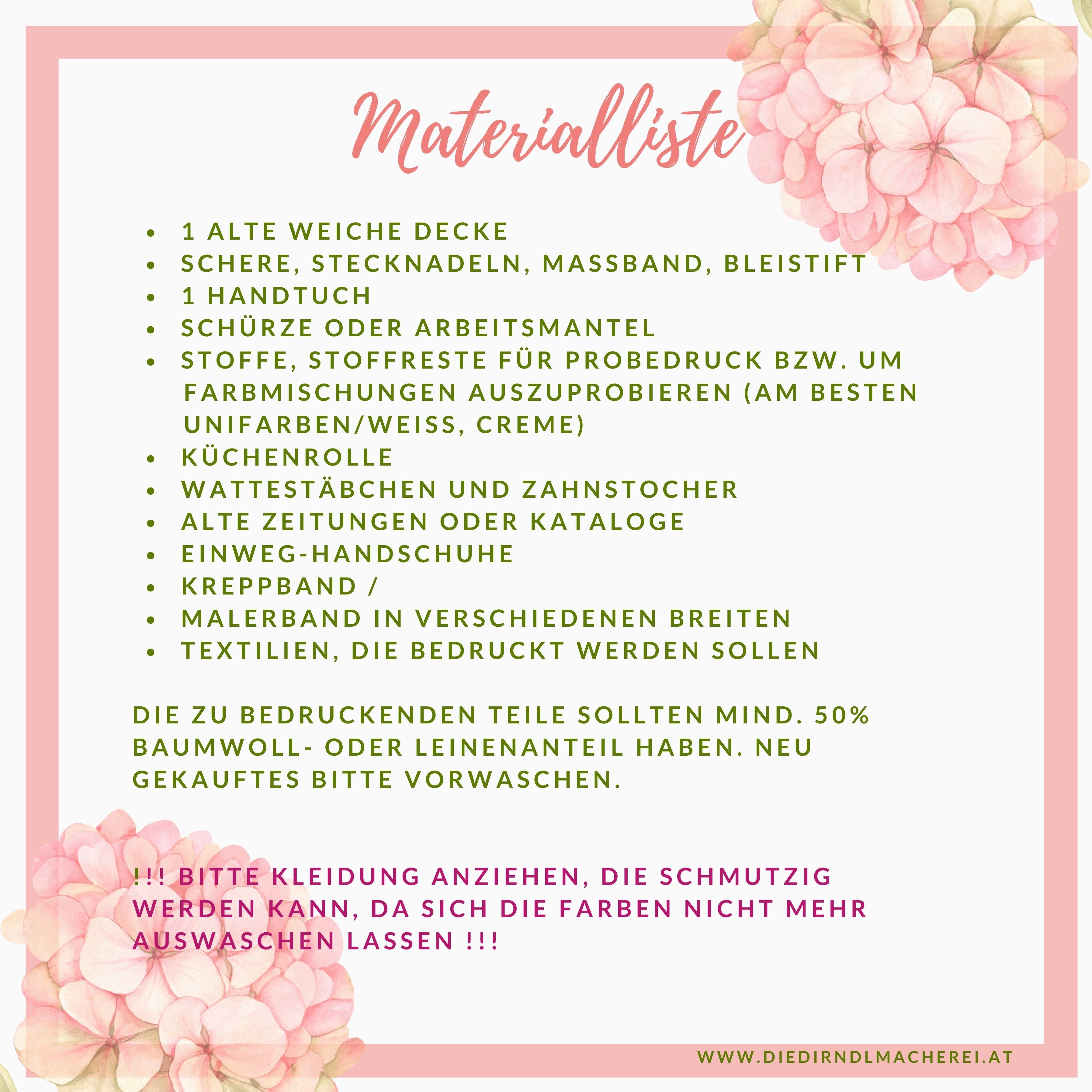 Kreativer Stoffdruckkurs, November 2025 in Prottes