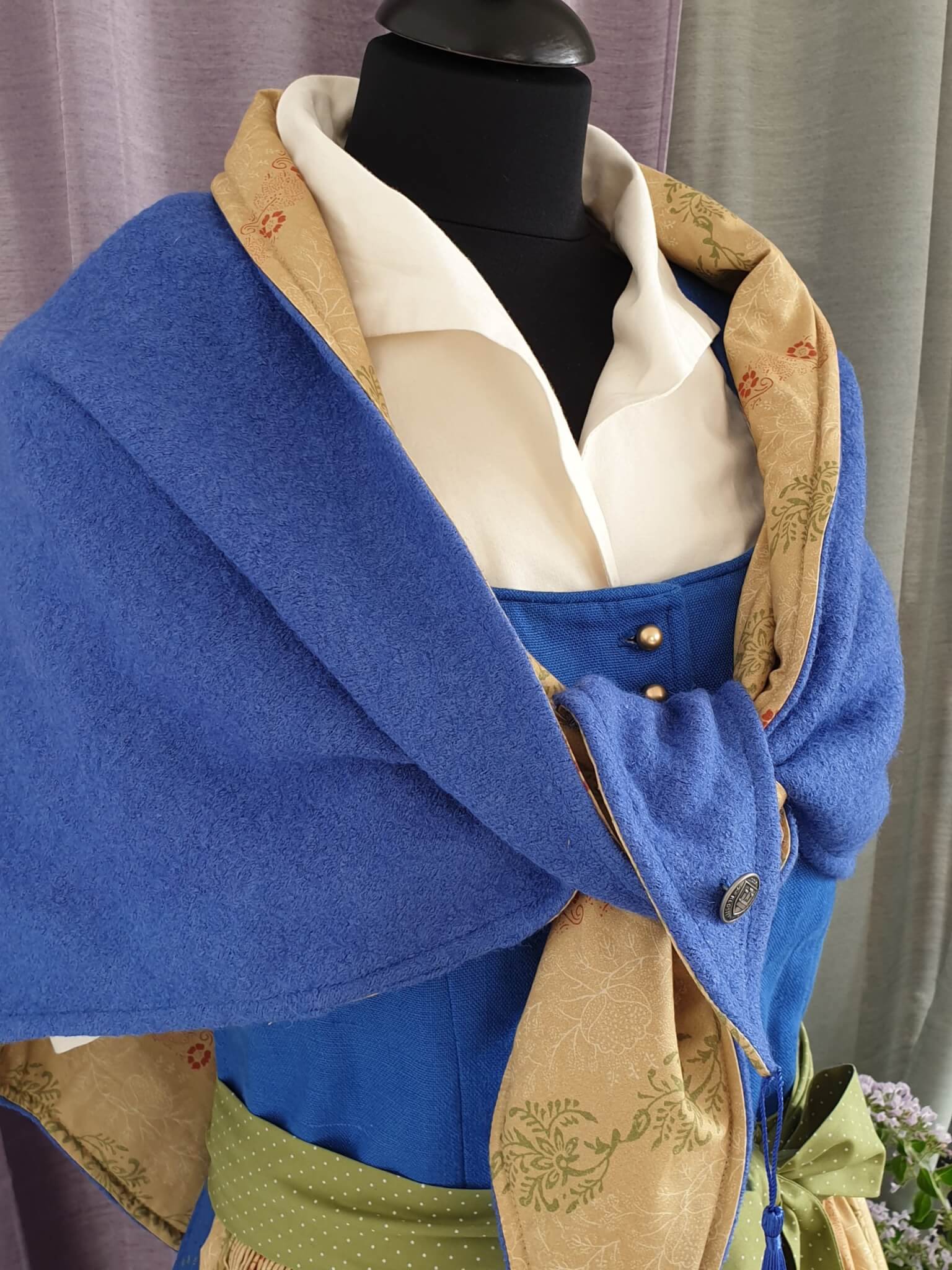 Schultertuch "AVA" blau und goldgelb 3-färbig