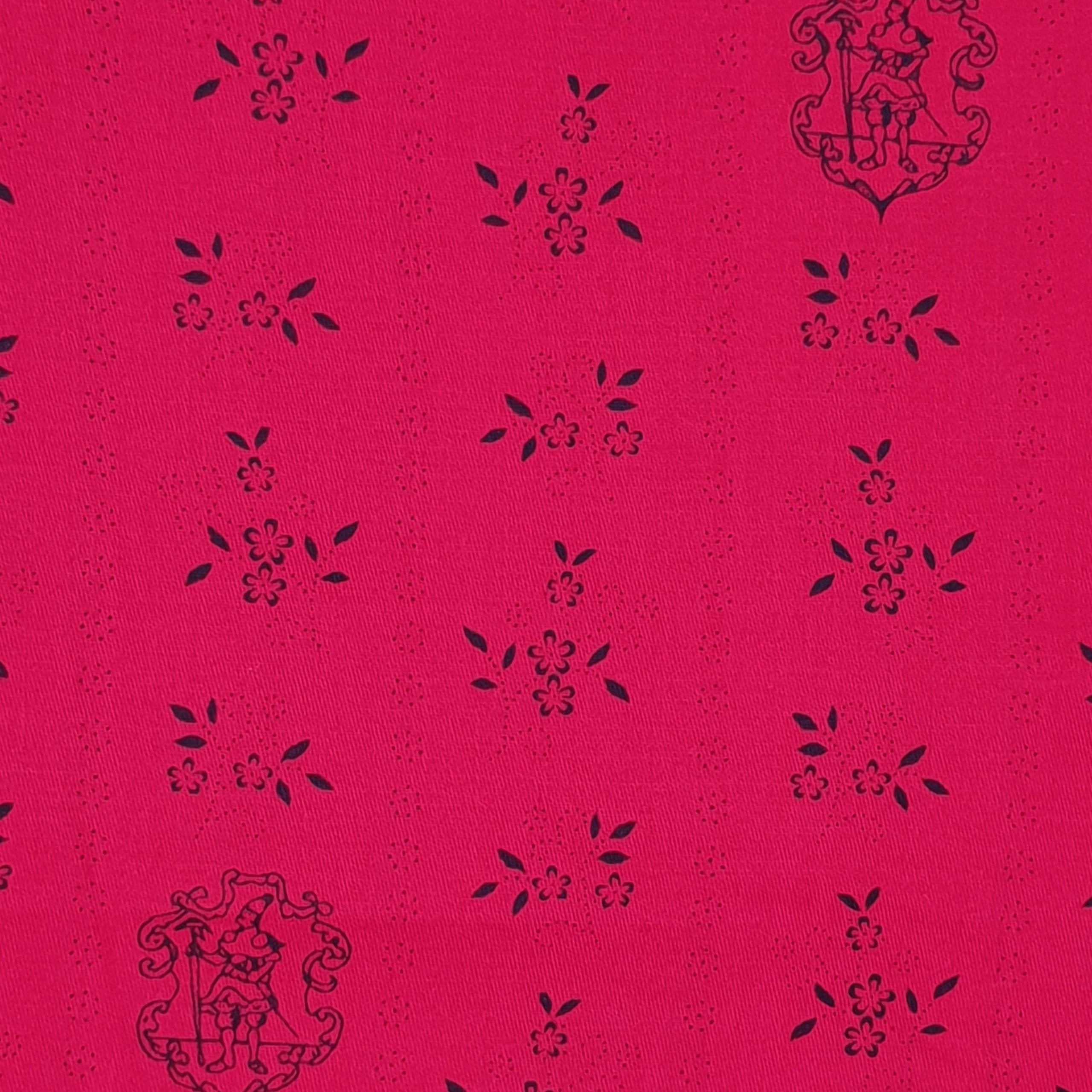 Wunderschöner Schürzen Dirndlstoff in Kirschrot gehalten aus Baumwolle mit Streifmuster