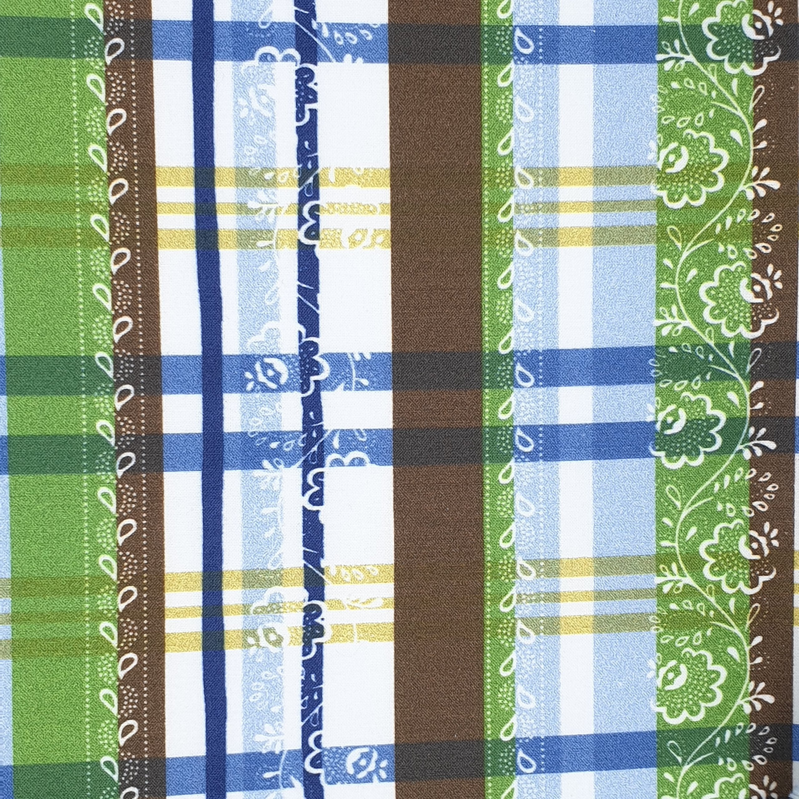 Wunderschöner Schürzen Dirndlstoff in blau und grün gehalten aus Baumwolle mit Karomuster