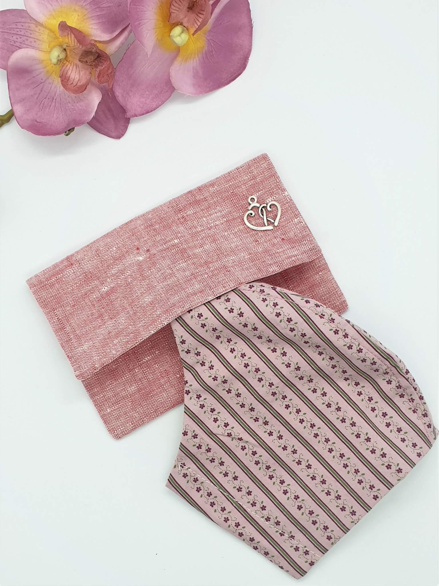 Tasche zur Aufbewahrung der BMNS-Schutzmaske aus rosa Baumwollleinen, Dirndlstoff