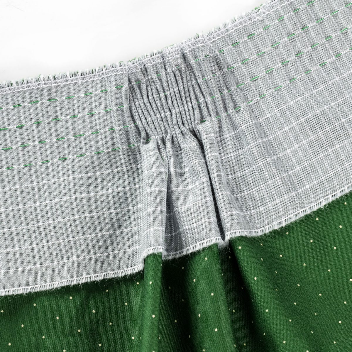 Hanslband Zugband mit Reihkaro für Dirndl und Schürzen in grau 10 cm breit