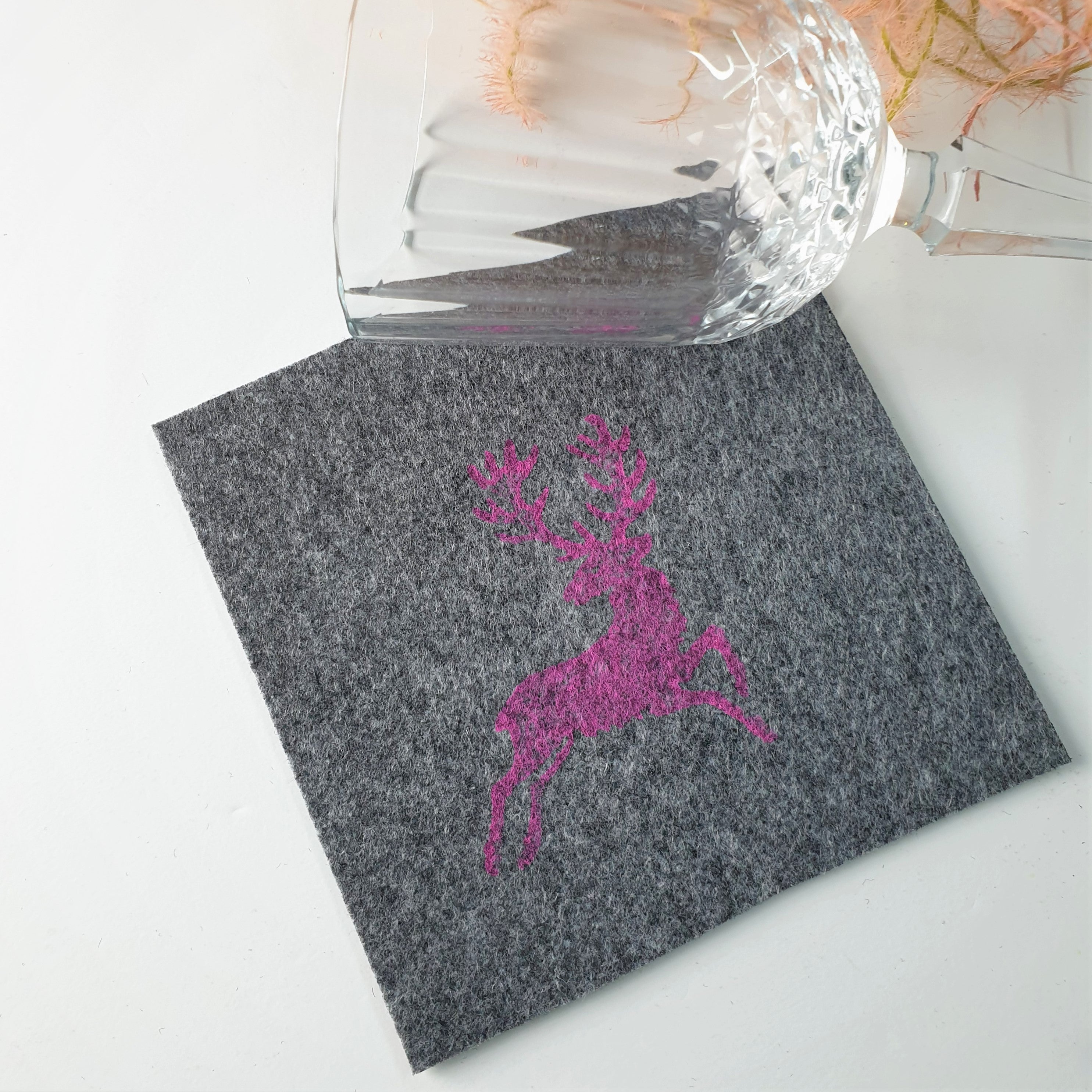 Handdruck - Untersetzer Set "Hirsch"