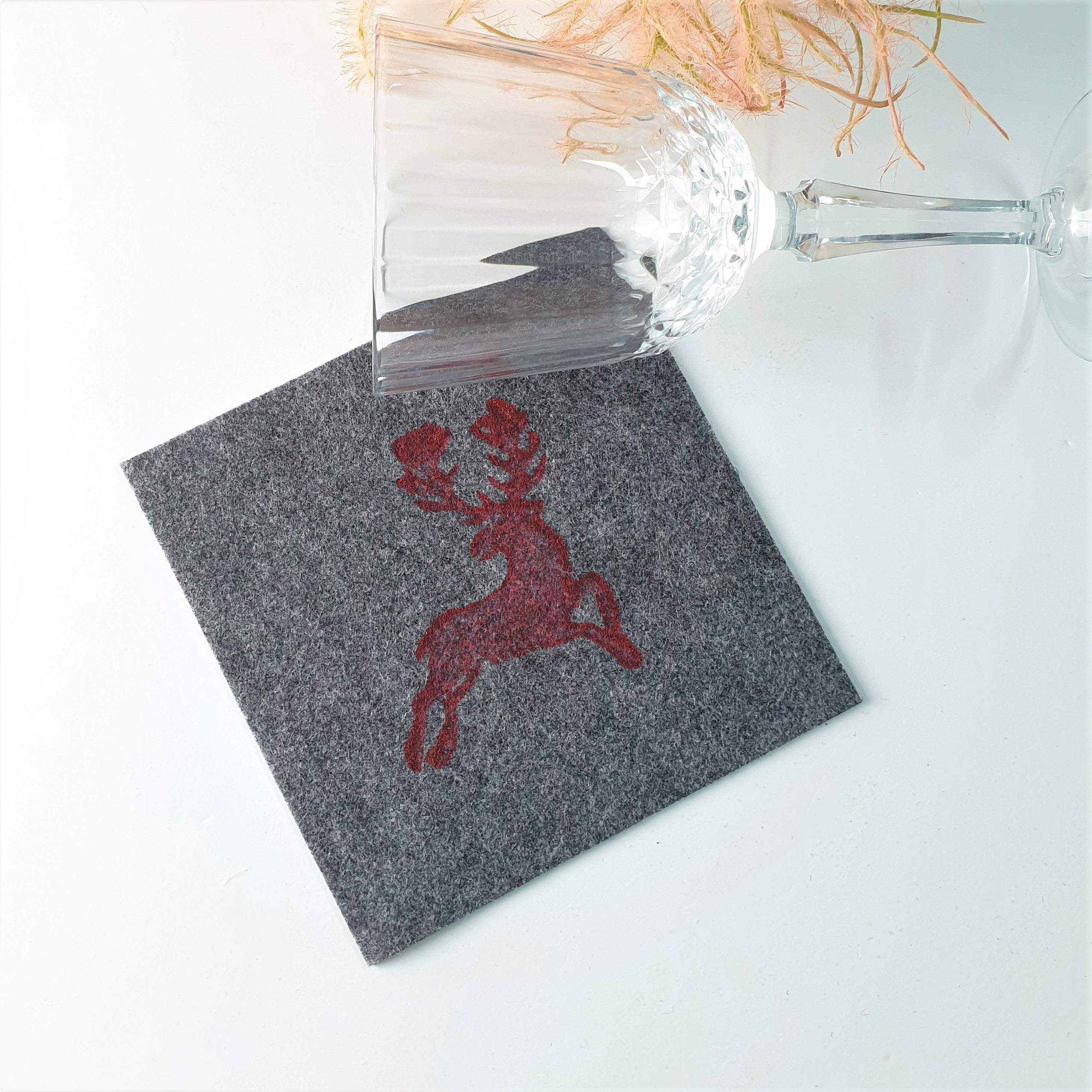 Handdruck - Untersetzer Set "Hirsch"