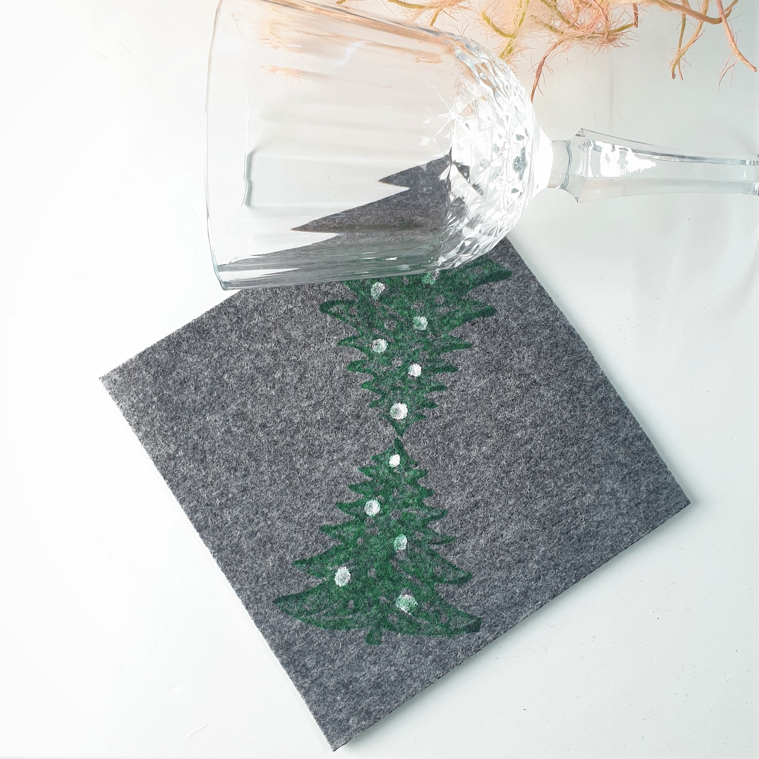 Handdruck - Untersetzer Set "Tanne"