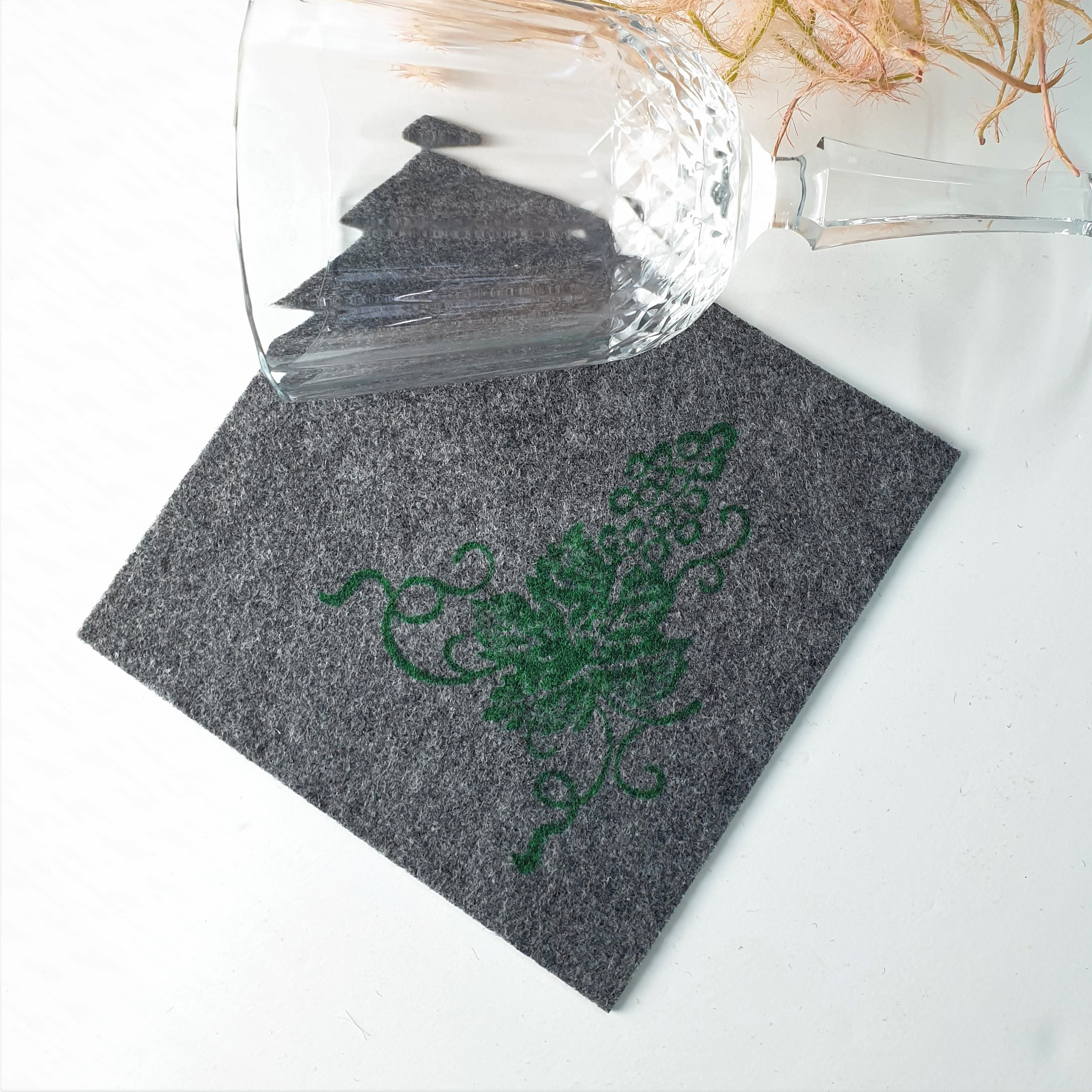 Handdruck - Untersetzer Set "Wein"