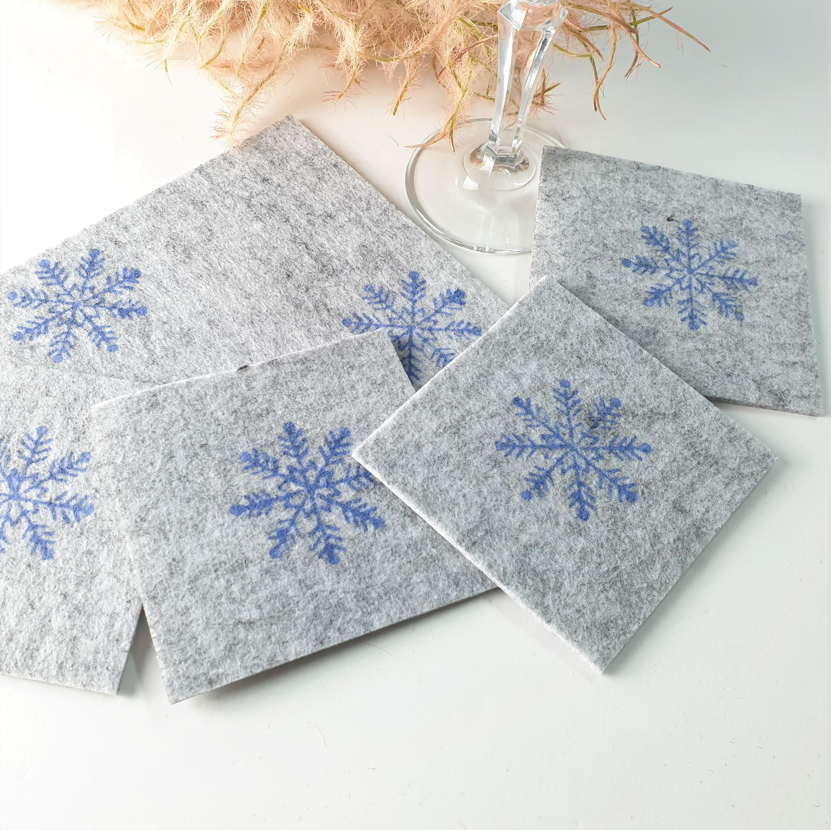 Handdruck - Untersetzer Set "Schneeflocke"