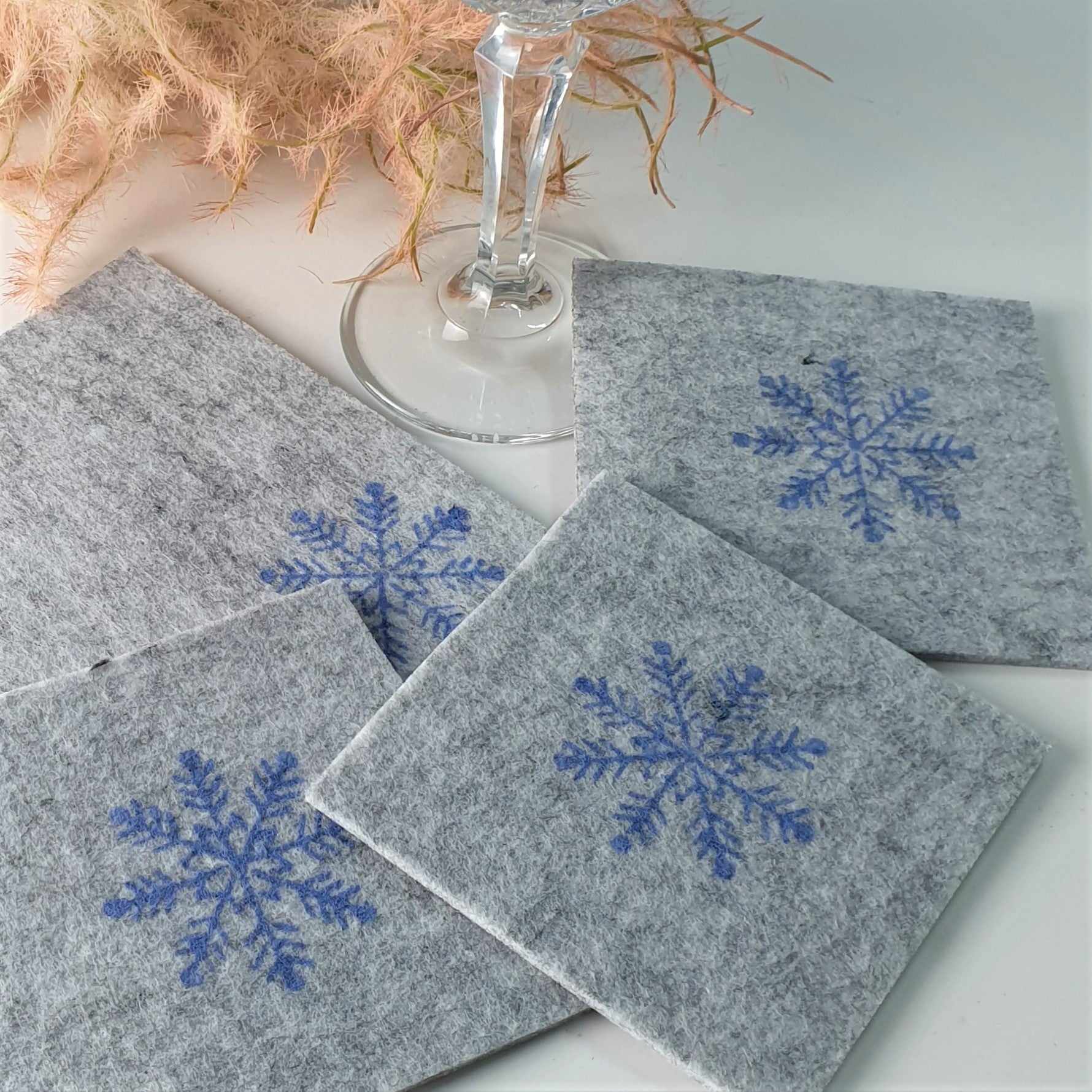 Handdruck - Untersetzer Set "Schneeflocke"