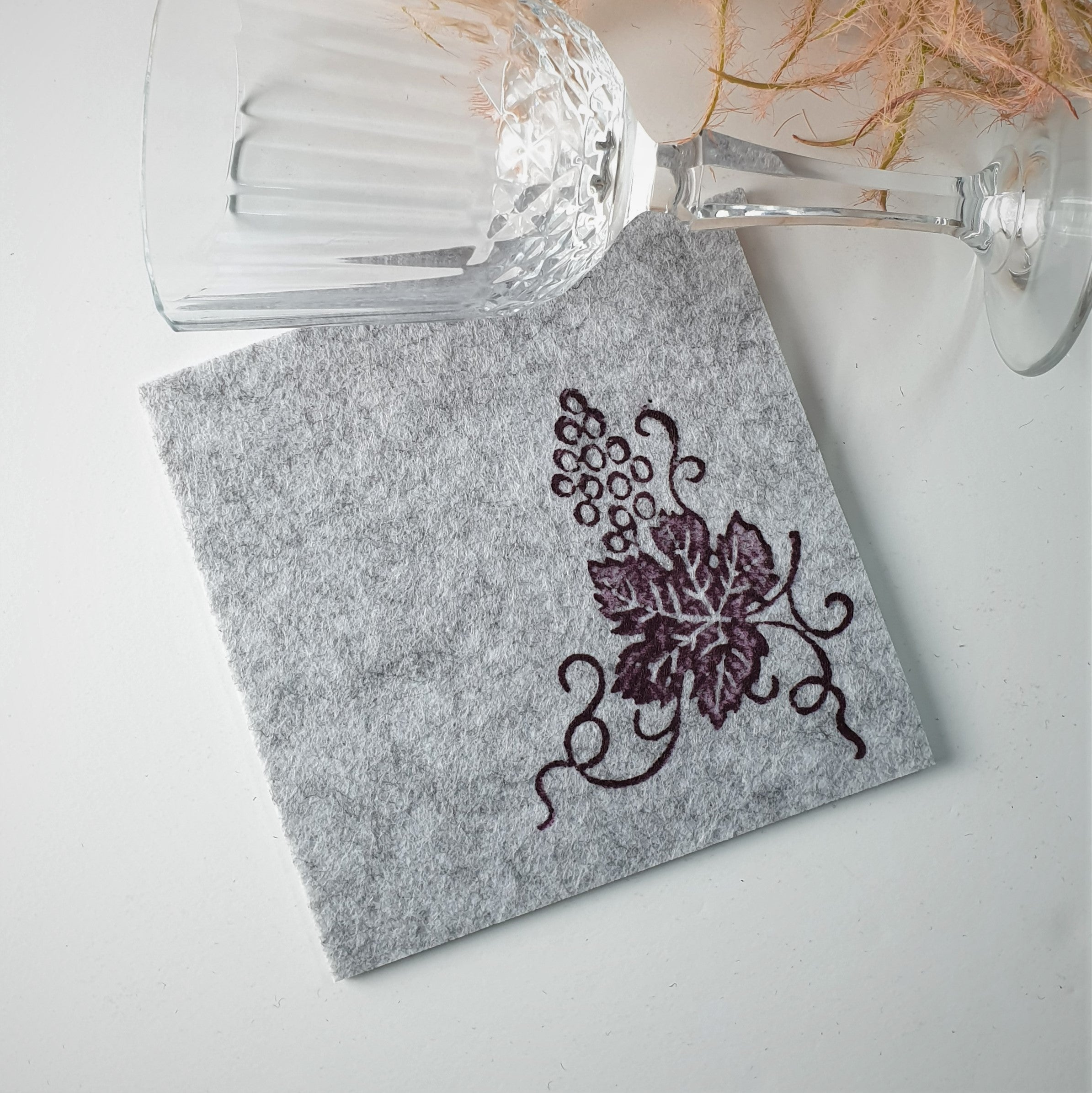 Handdruck - Untersetzer Set "Wein"