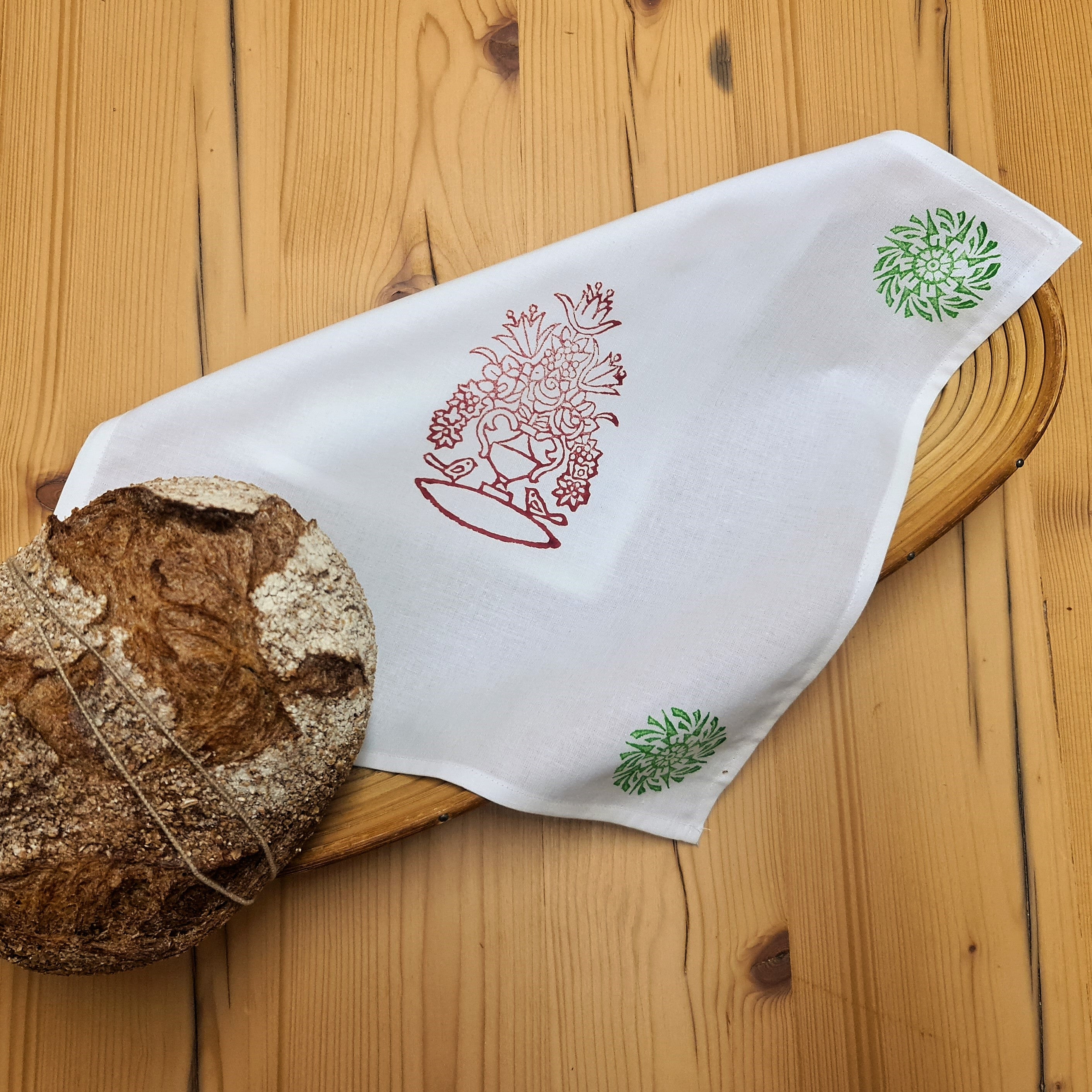 Handdruck - Brotkorbserviette "Blumenpot"