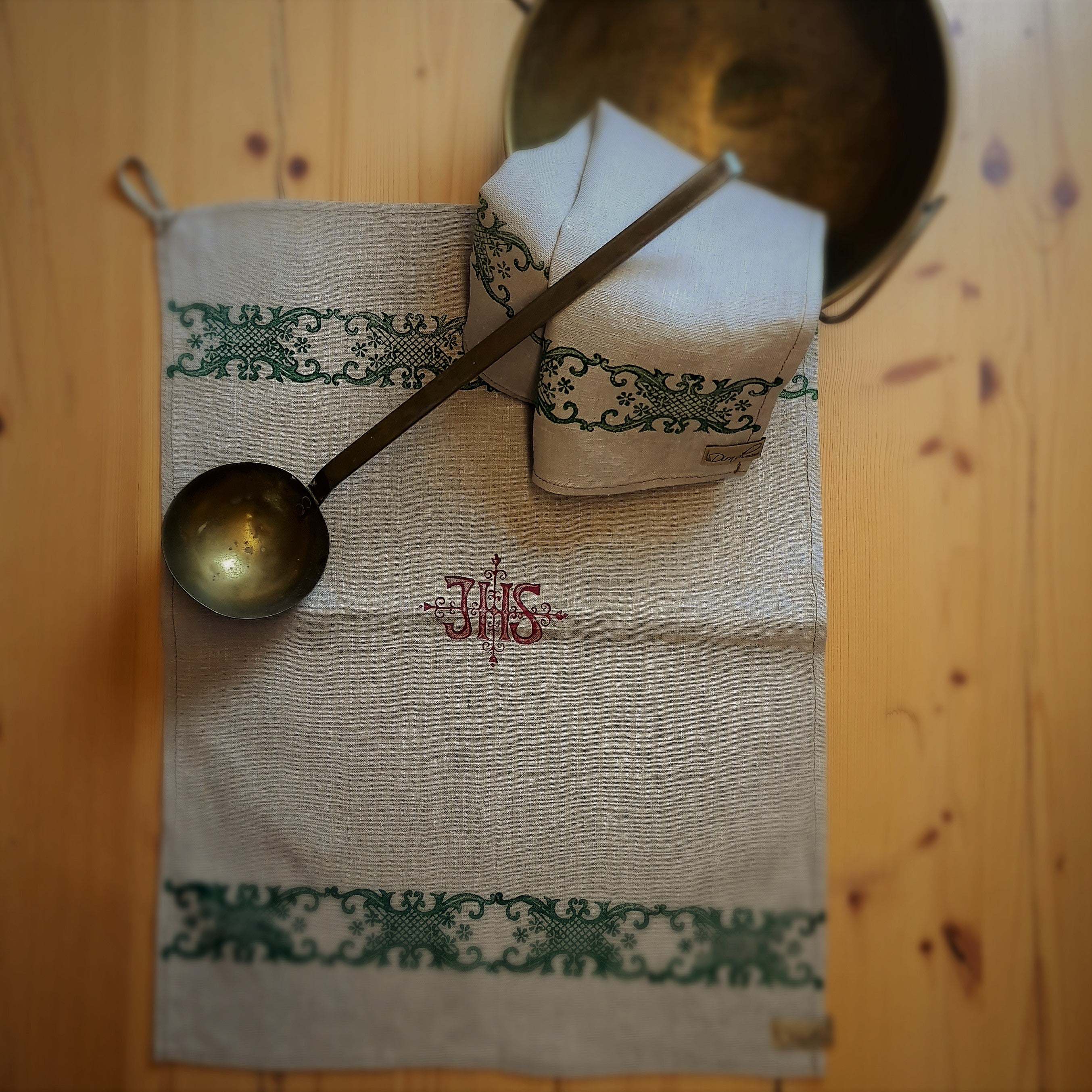 Handdruck - Geschirrtuch "IHS"