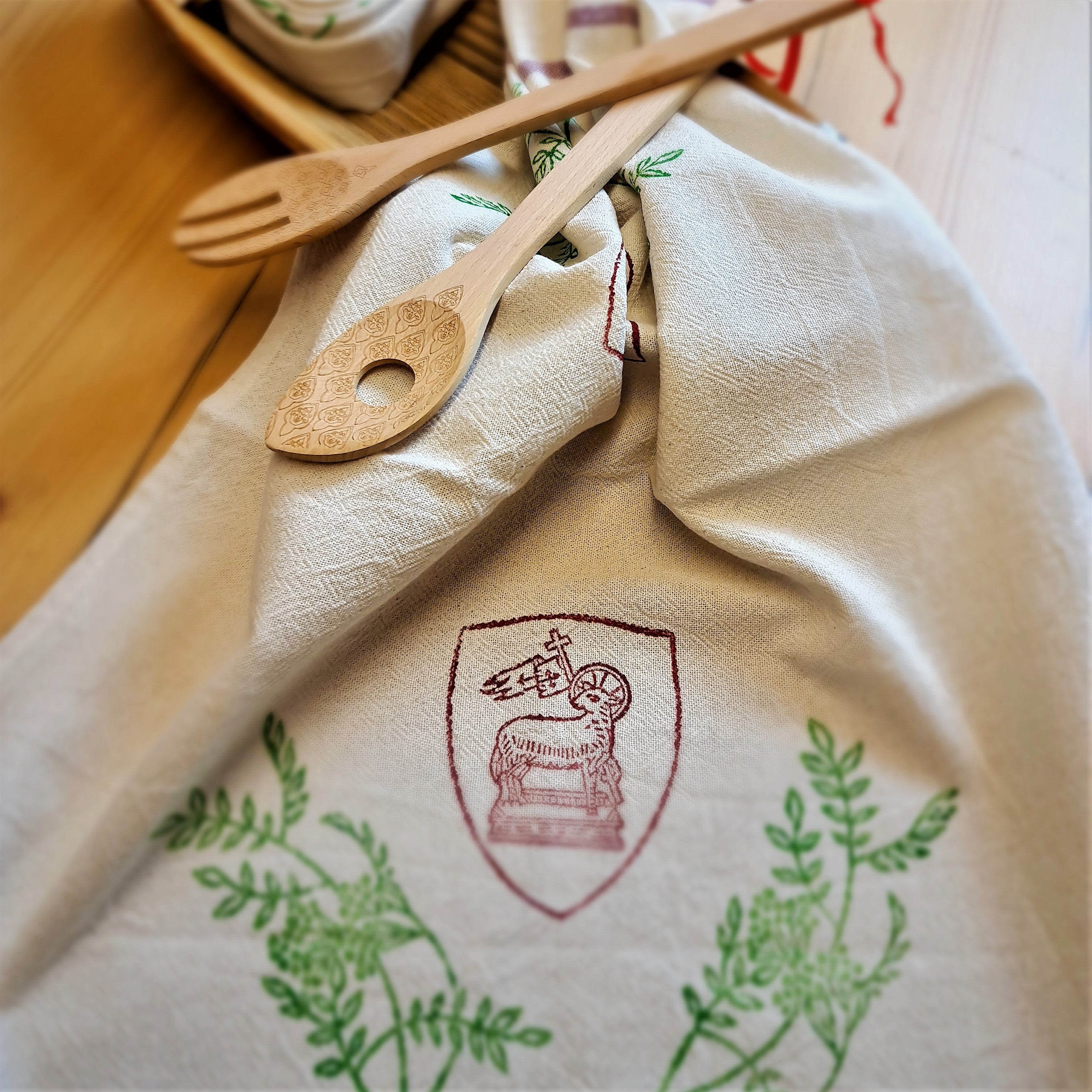 Handdruck - Geschirrtuch "Lämmlein"