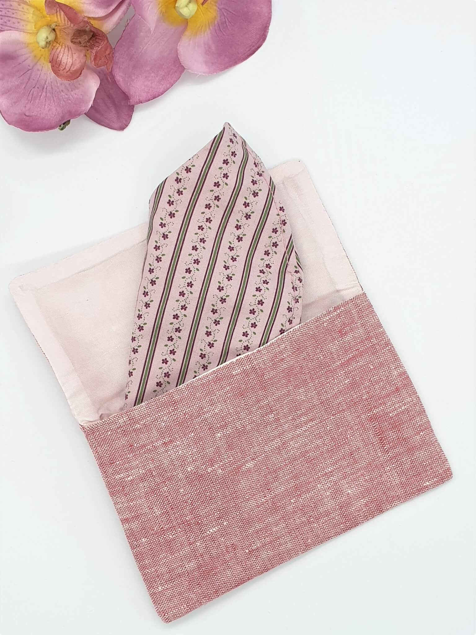 Tasche zur Aufbewahrung der BMNS-Schutzmaske aus rosa Baumwollleinen, Dirndlstoff